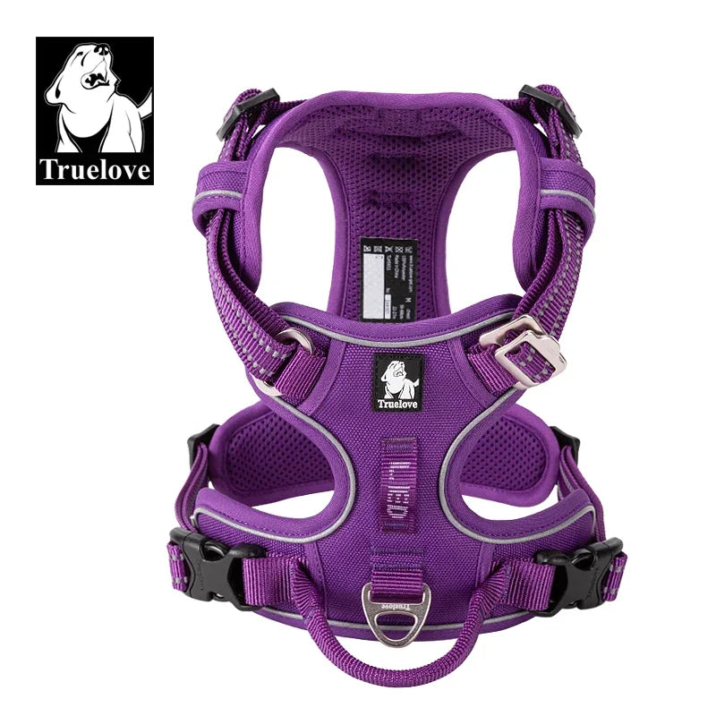 TRUELOVECN Reflective Nylon Dog Harness No Pull Adjustable.