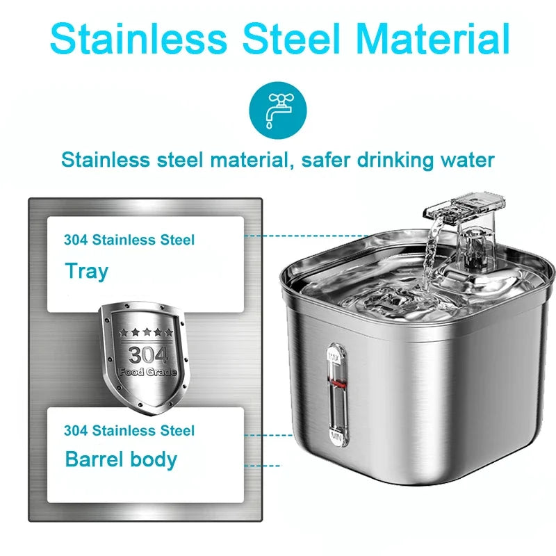 Stainless Steel Automatic Pet Water Dispenser Cat Drinking Fountain With Sensor Filter Cats Dog Ultra Quiet Pump Water Foutain - Majestic Pet Kingdom
