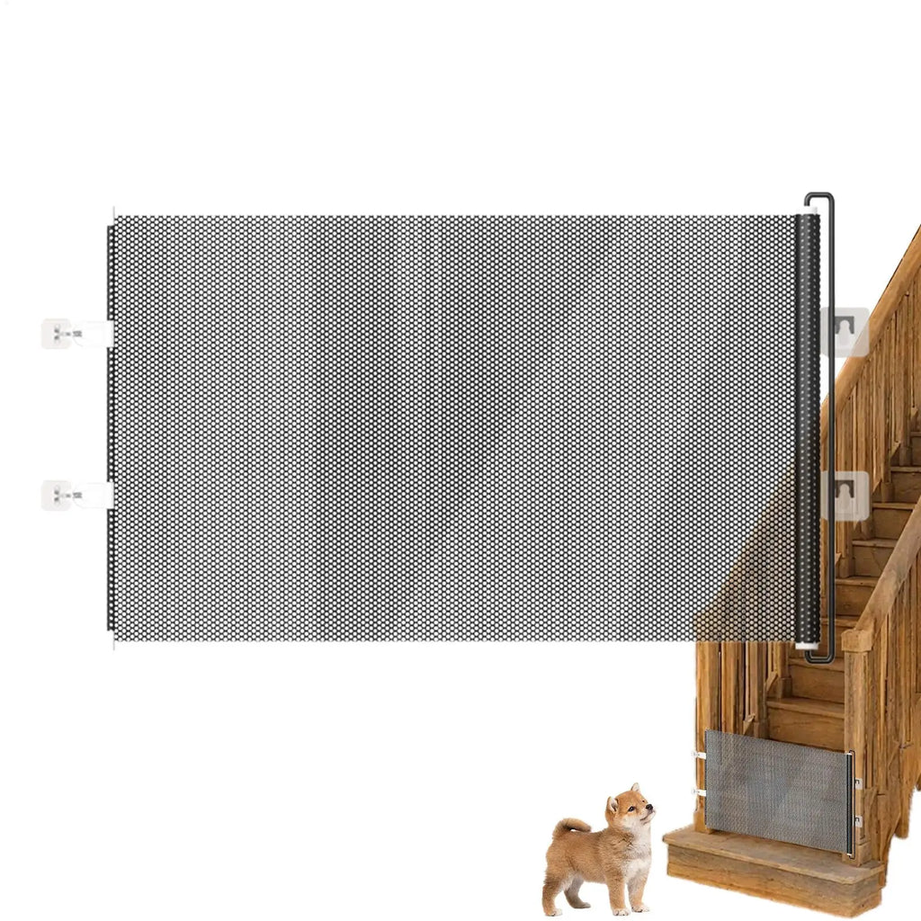 Retractable Barrier Fences Mesh Design Higher Design Mesh Stairs Gate Easy Install Punch-Free Dog Safety Fence Pet Supplies - Majestic Pet Kingdom