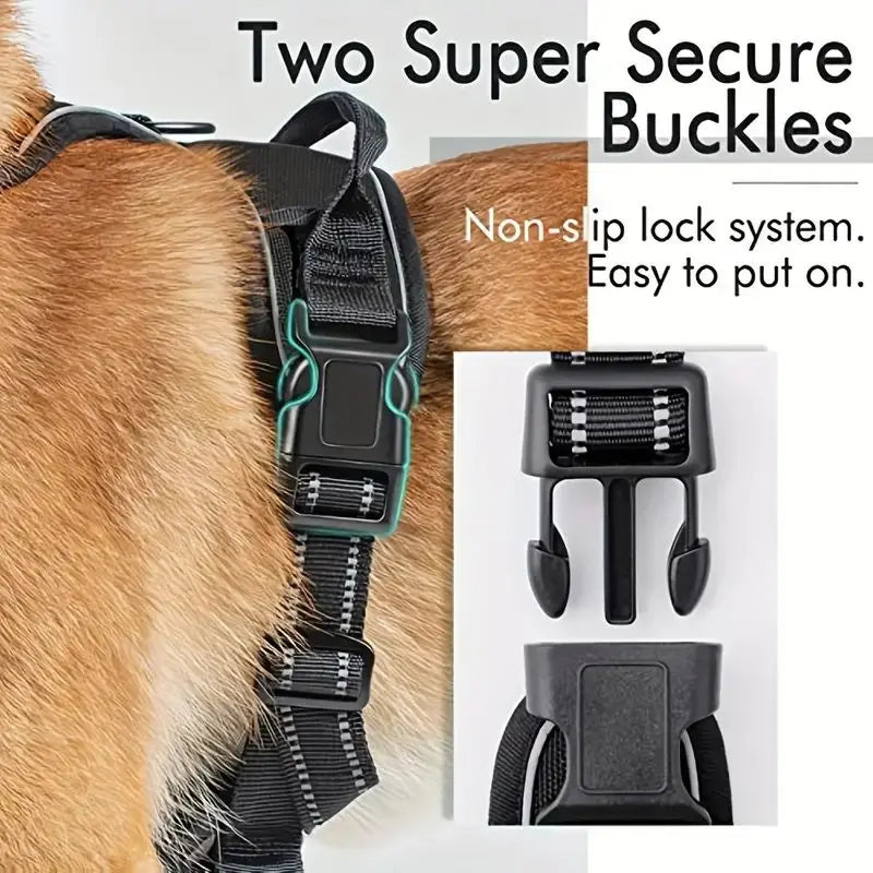 Service Dog Harness Front Clip Heavy Duty Reflective Easy Control Handle for Large Dog Walking，Easy to Control for Small Medium - Majestic Pet Kingdom