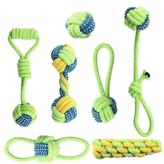 Dog Rope Toy Knotted Cotton Ball Dental Cleaning Chew Toy