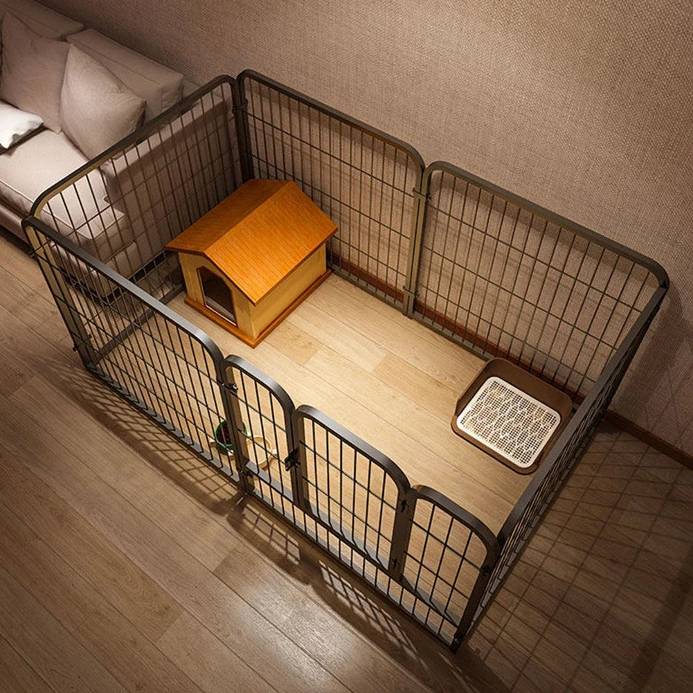 6 Panels Dog Fence Playpen Foldable Exercise Puppy Kennel Cage Heavy Duty Dog Exercise Fence for Dog Cat Rabbit Pet Exercise - Majestic Pet Kingdom