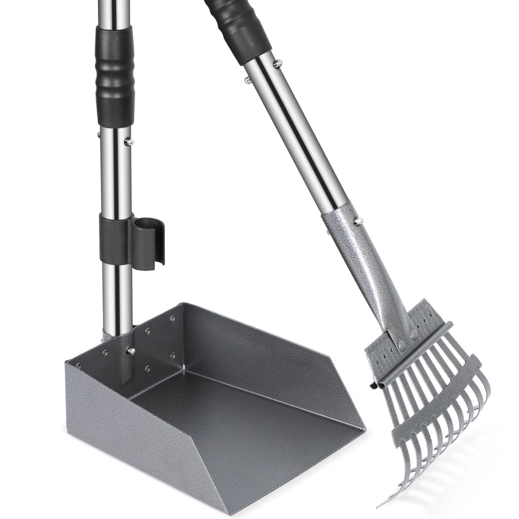 Dog Pooper Scooper and Rake Set with Stainless Handles - Majestic Pet Kingdom