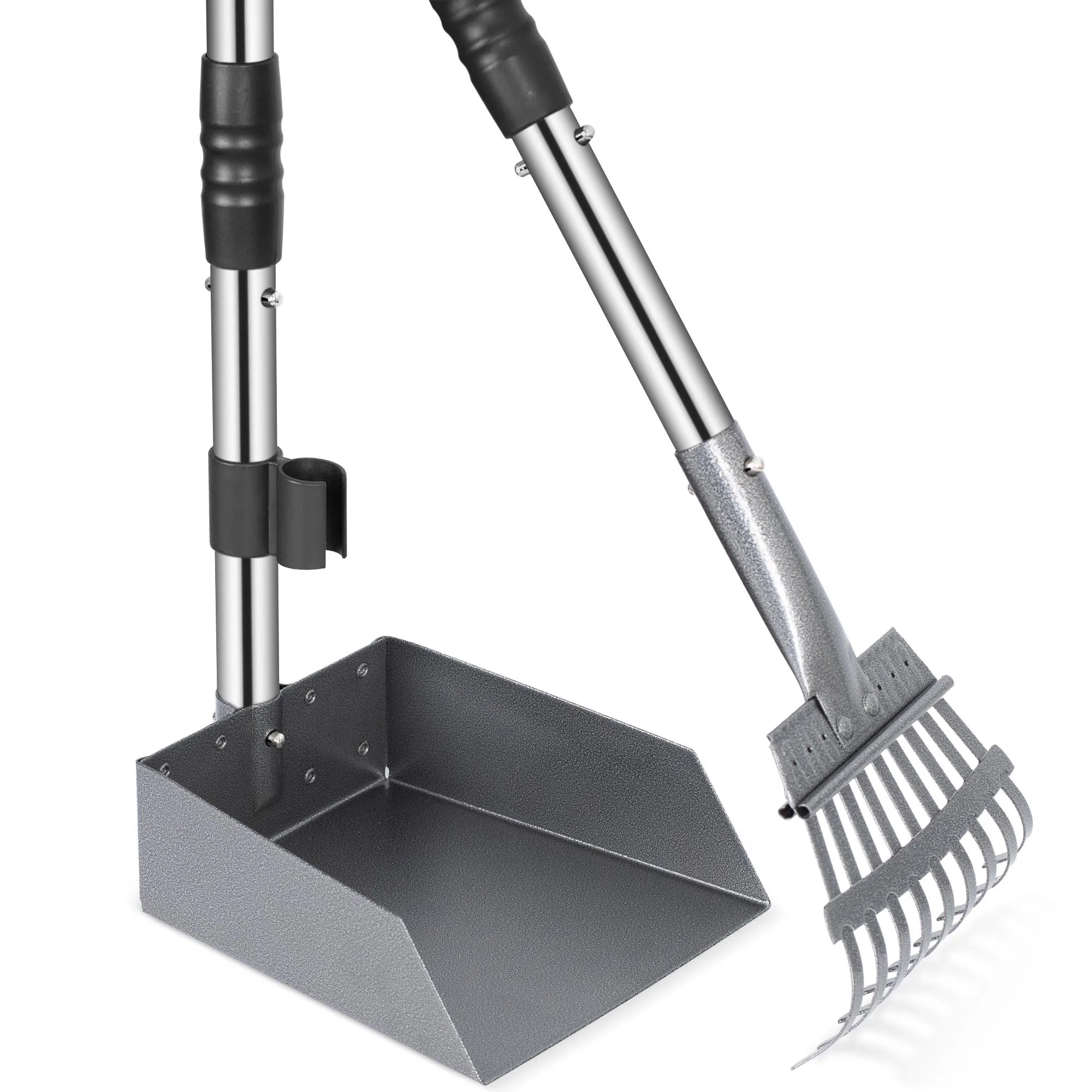 Dog Pooper Scooper and Rake Set with Stainless Handles - Majestic Pet Kingdom