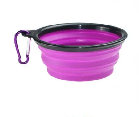 Collapsible Pet Silicone Dog Bowl | Portable Travel Food and Water Bowl with Carabiner