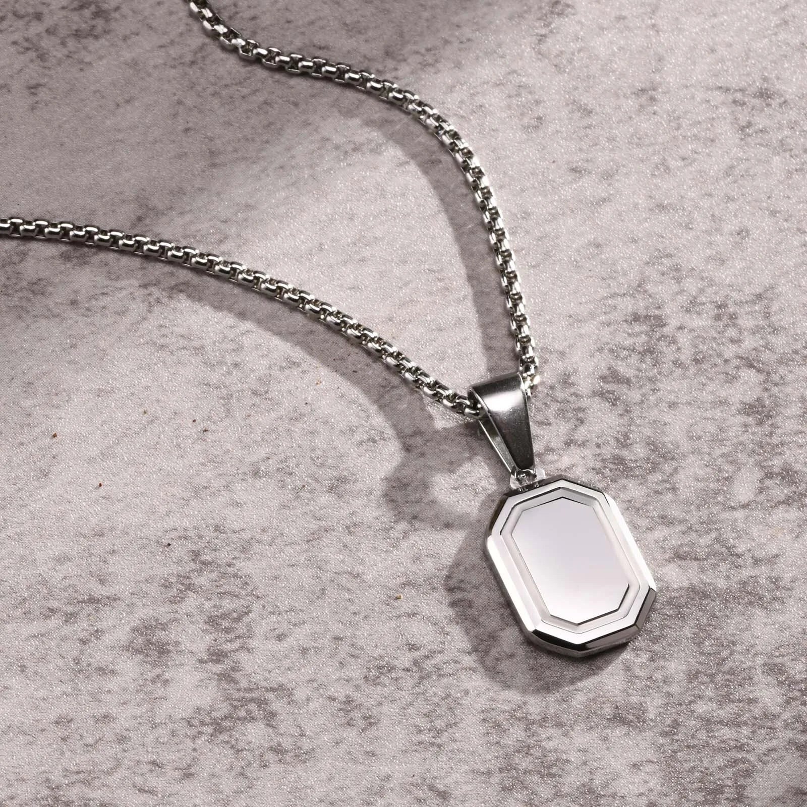 Small Dog Tag Pendant Necklace | Military Style Stainless Steel Gift for Men