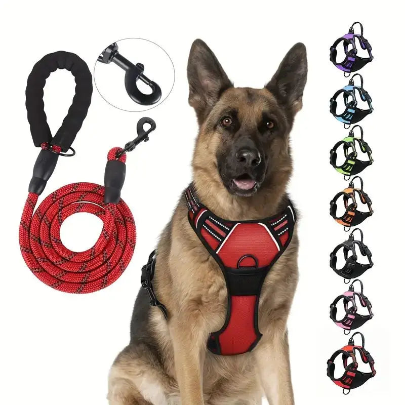 Service Dog Harness Front Clip Heavy Duty Reflective Easy Control Handle for Large Dog Walking，Easy to Control for Small Medium - Majestic Pet Kingdom