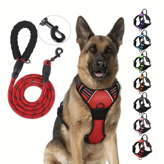 Service Dog Harness Front Clip Heavy Duty Reflective Easy Control Handle for Large Dog Walking，Easy to Control for Small Medium - Majestic Pet Kingdom