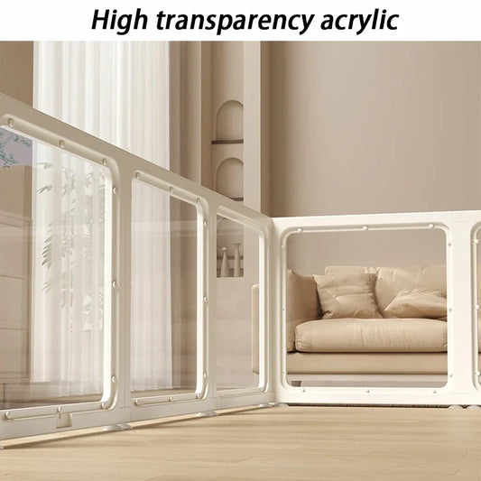 Dog Playpen Clear Acrylic Transparent Modular Panels with Door