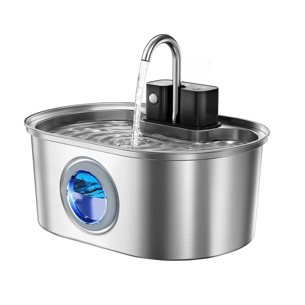 3L Stainless Steel Wireless Recharging Sensor Cat Water Fountain Auto Drinking Fountain For Cats Dog Drinker Pet Dispenser Bowl - Majestic Pet Kingdom