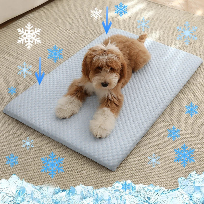 Dog Cooling Mat Ice Silk Breathable Summer Pet Bed Pad