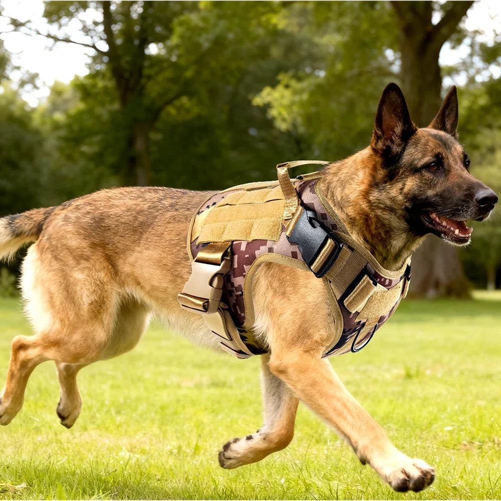 Dog Tactical Harness Vest Pet Dog Harness for Medium Large Dogs  Reflective Dog Harness No Pull with Durable Soft Handle - Khaki | Purrfect Pet Kingdom