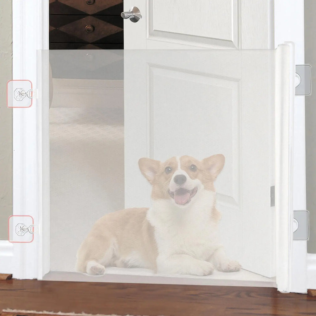 Retractable Pet Gate Dog Retractable Gate Dog Gate Indoor Adjustable Fence Barrier No Drilling Child Safety Screen Cat Baffle - Majestic Pet Kingdom