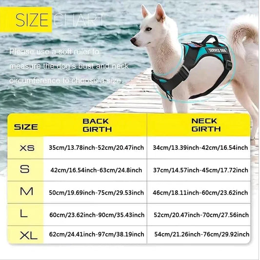 Service Dog Harness, Reflective Dog Vest Harness with 5 PCS Patches, Adjustable Soft Oxford Pet Harness, Inner Layer Mesh, Easy - Majestic Pet Kingdom
