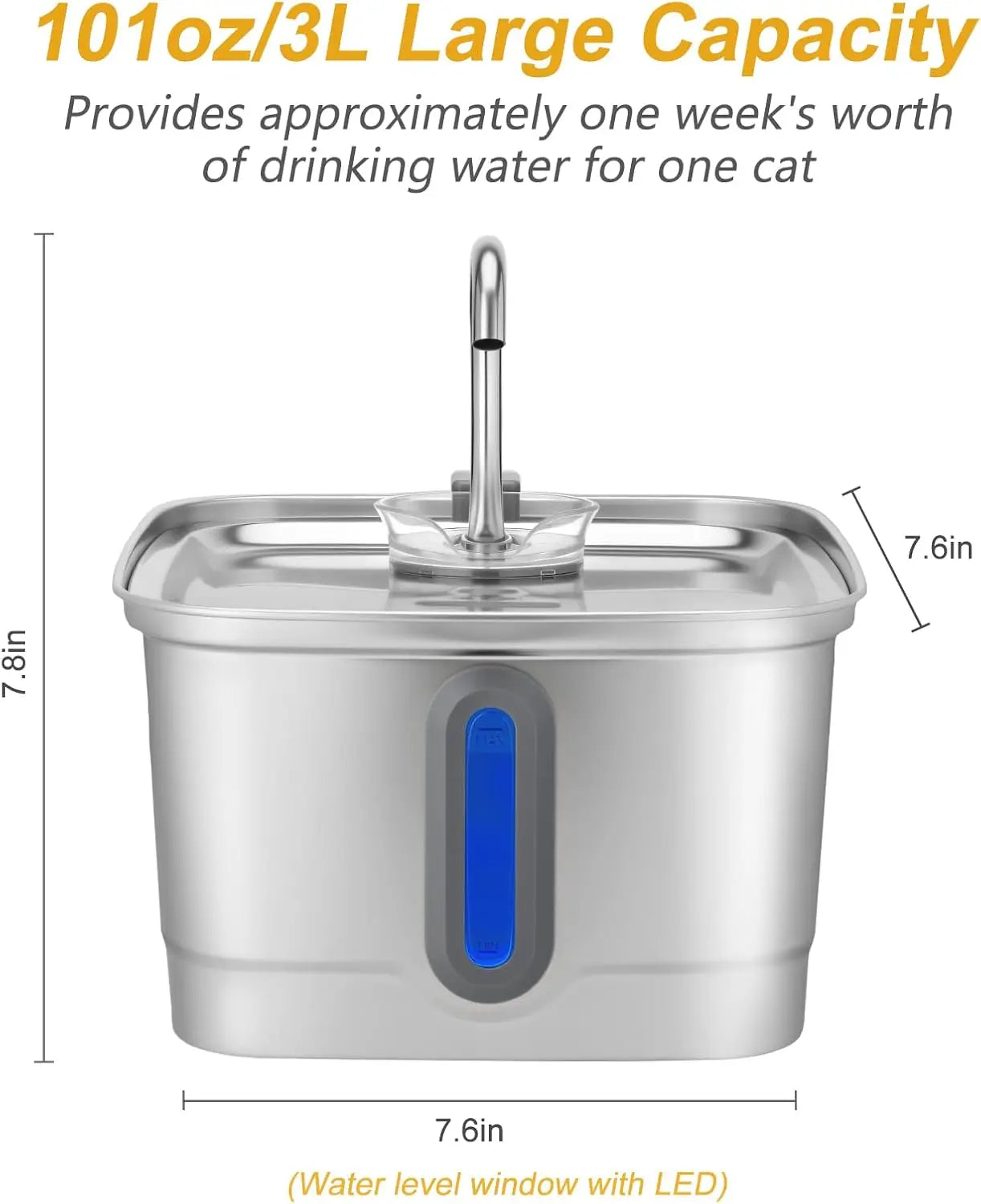 Majestic Pet Kingdom - 101oz/3L Stainless Steel Cat Water Fountain Automatic Pet Water Dispenser with Replacement Filters for Small Dogs And Cats View 6