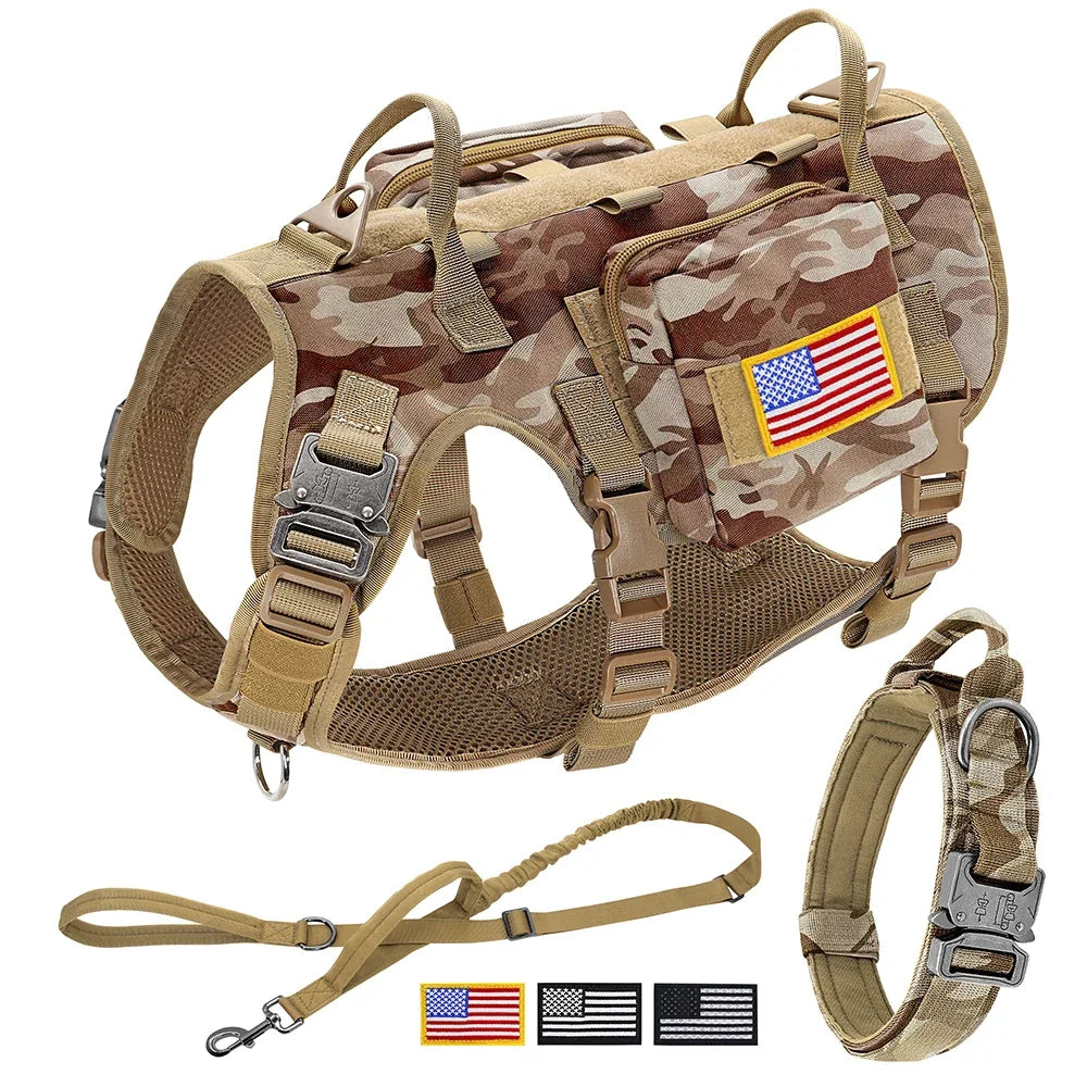 Tactical Dog Harness Collar Leash Set Military Training Pet Vest with | Majestic Pet Kingdom™