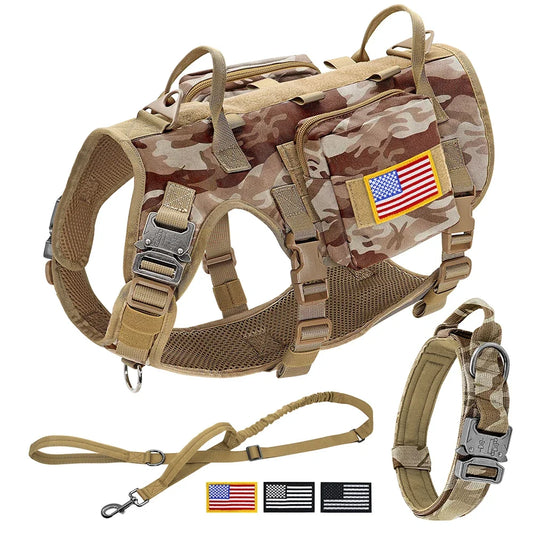 Tactical Dog Harness Collar Leash Set Military Training Pet Vest with | Majestic Pet Kingdom™