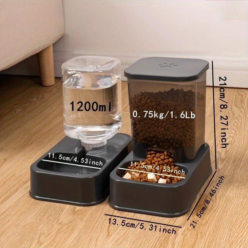 Automatic Cat and Dog Feeder with Drinker - Pet Food Bowl and Drinker Set,Smart Portion Control for Cat and Dog,Without Battery - Majestic Pet Kingdom