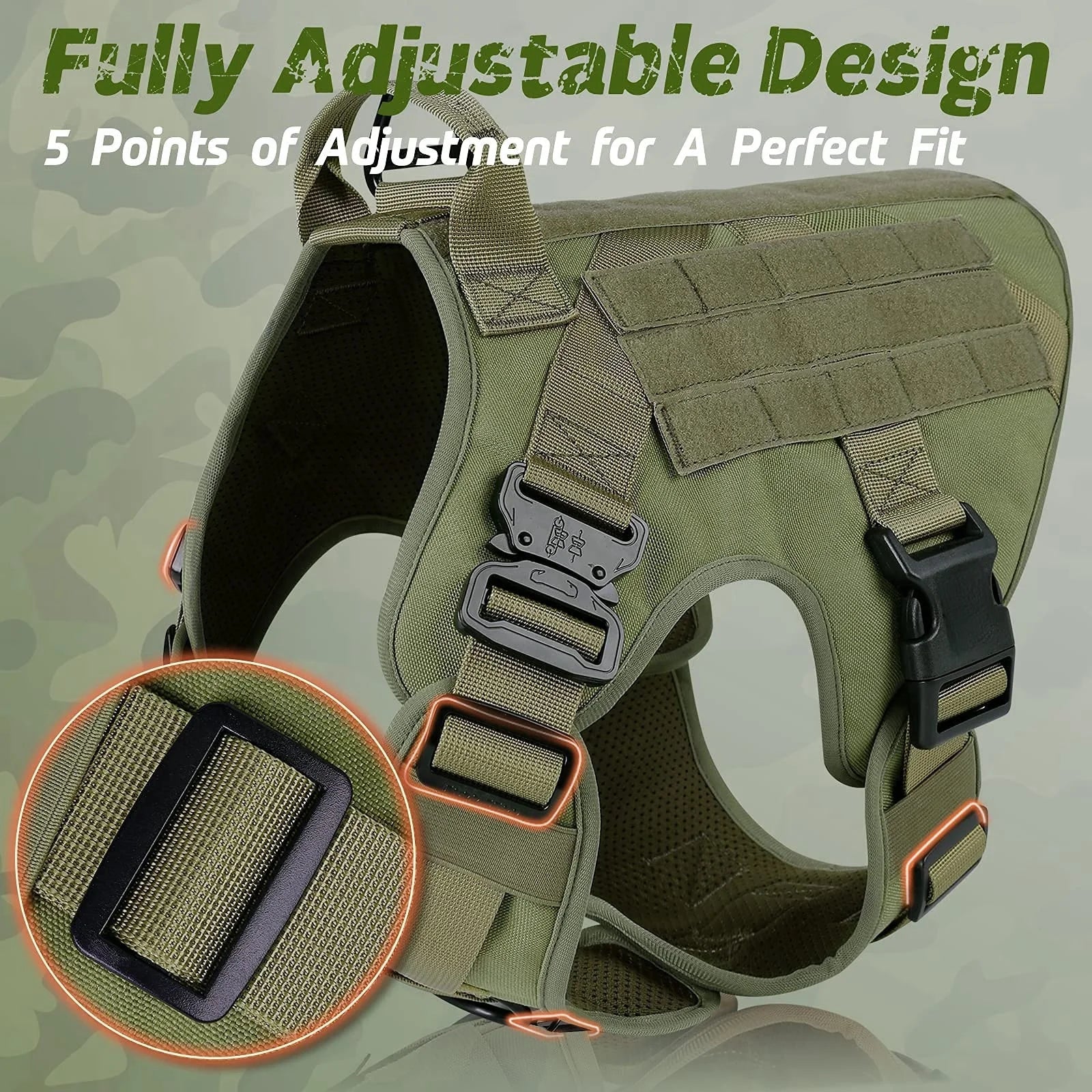 Tactical Military Vest Pet German Shepherd Golden Retriever Tactical Training Dog Harness and Leash Set For All Breeds Dogs - Black 5 piece set | Purrfect Pet Kingdom