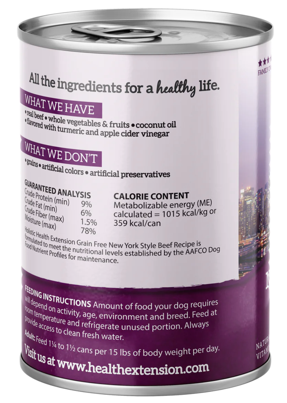 Health Extension All Life Stages Grain Free New York Style Beef Wet Dog Food (12.5oz) - Majestic Pet Kingdom