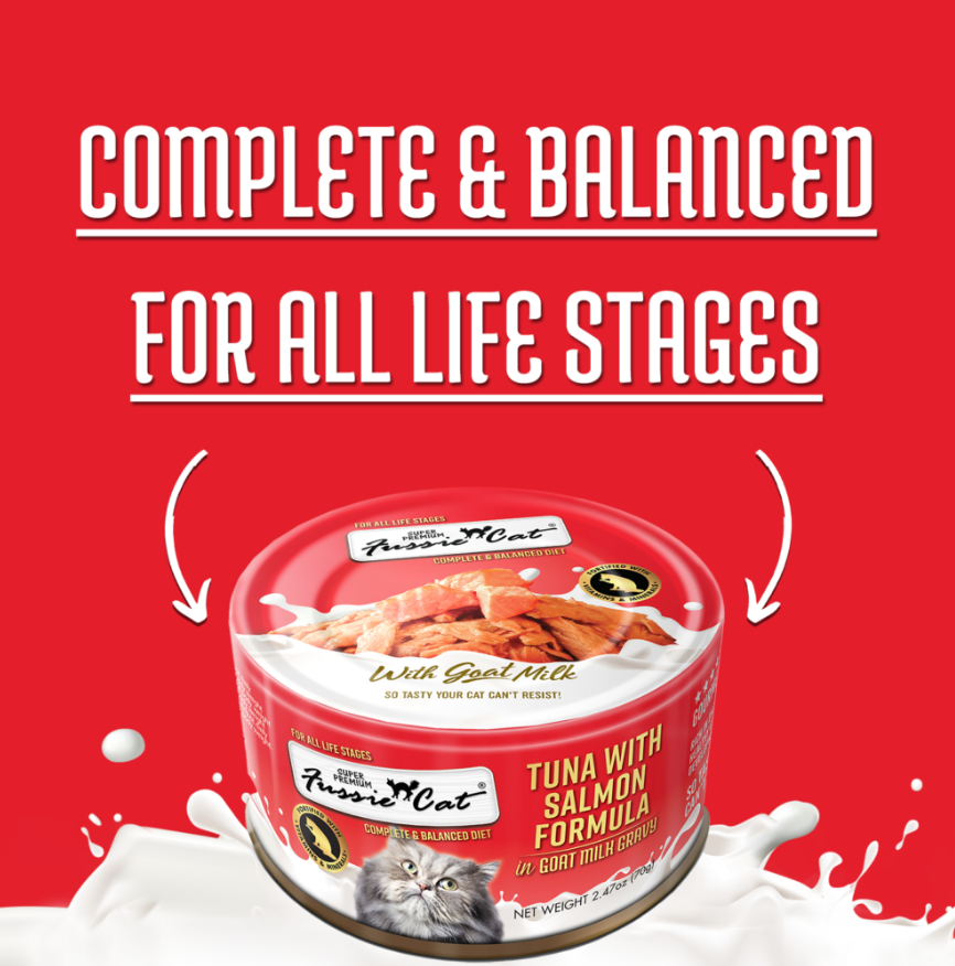 Fussie Cat Tuna with Salmon Formula in Goat Milk Gravy (2.47oz) - Majestic Pet Kingdom