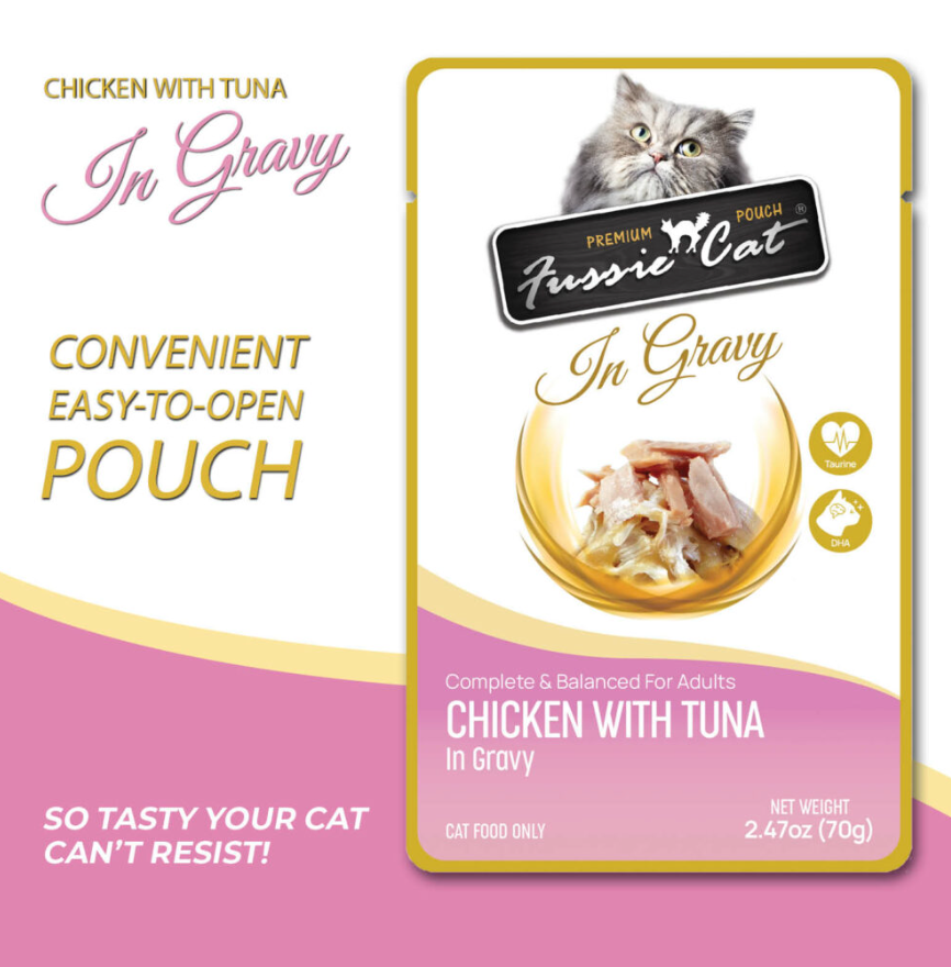 Fussie Cat Pouch - Chicken with Tuna in Gravy (2.47oz) - Majestic Pet Kingdom