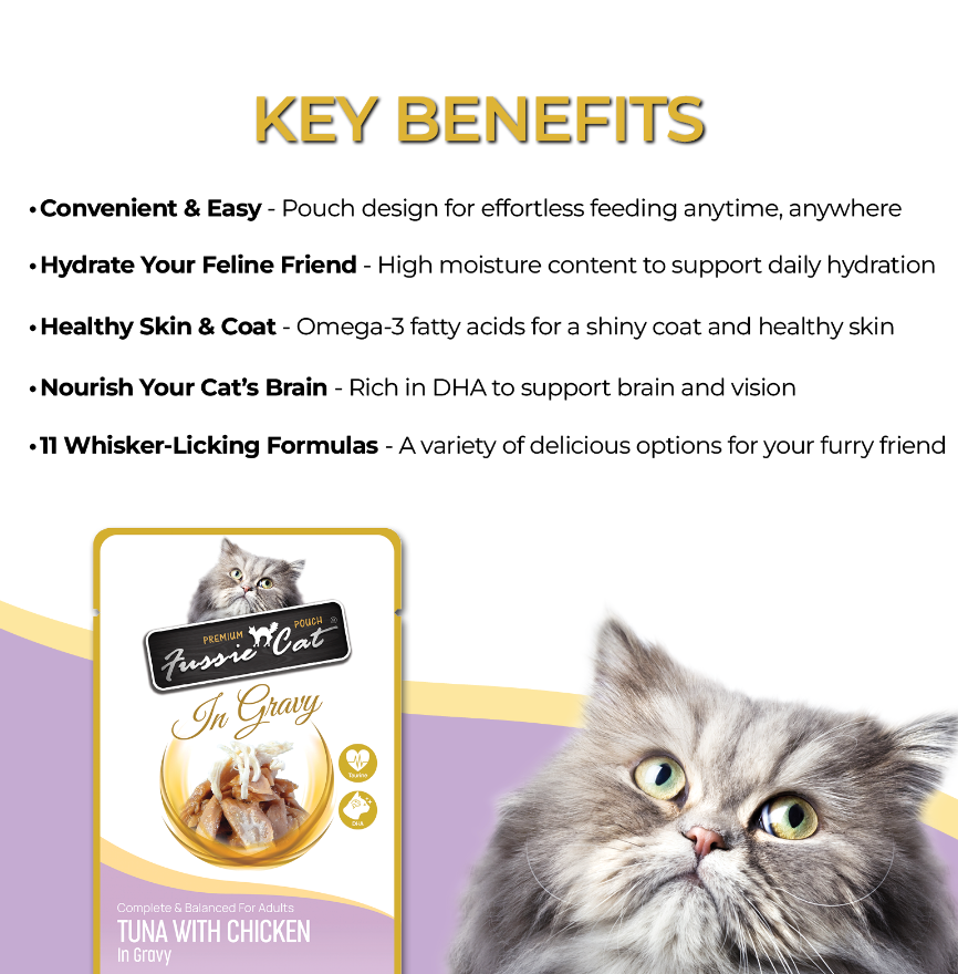 Fussie Cat Pouch - Tuna with Chicken in Gravy (2.47oz) - Majestic Pet Kingdom