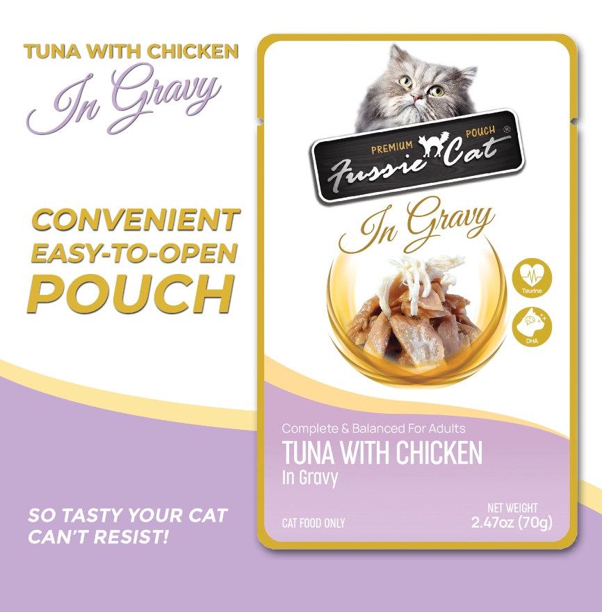 Fussie Cat Pouch - Tuna with Chicken in Gravy (2.47oz) - Majestic Pet Kingdom