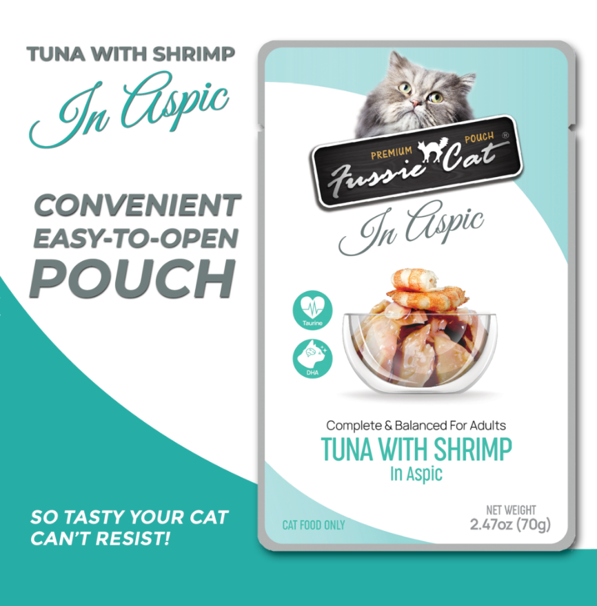 Fussie Cat Pouch - Tuna with Shrimp in Aspic (2.47oz) - Majestic Pet Kingdom
