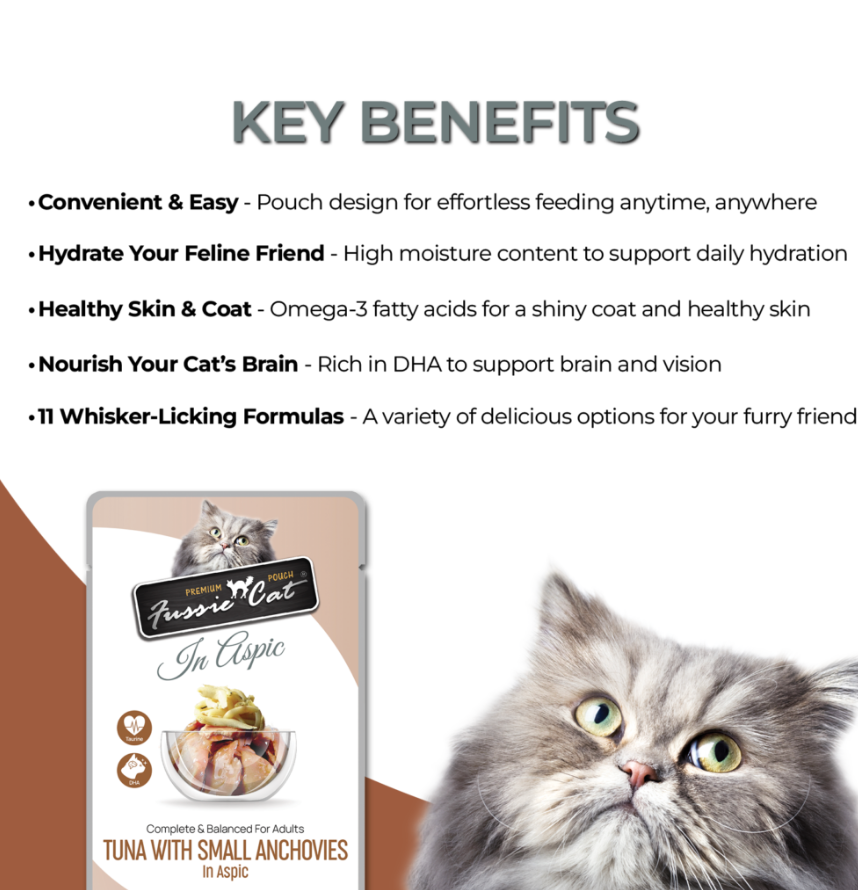 Fussie Cat Pouch - Tuna with Small Anchovies in Aspic (2.47oz) - Majestic Pet Kingdom