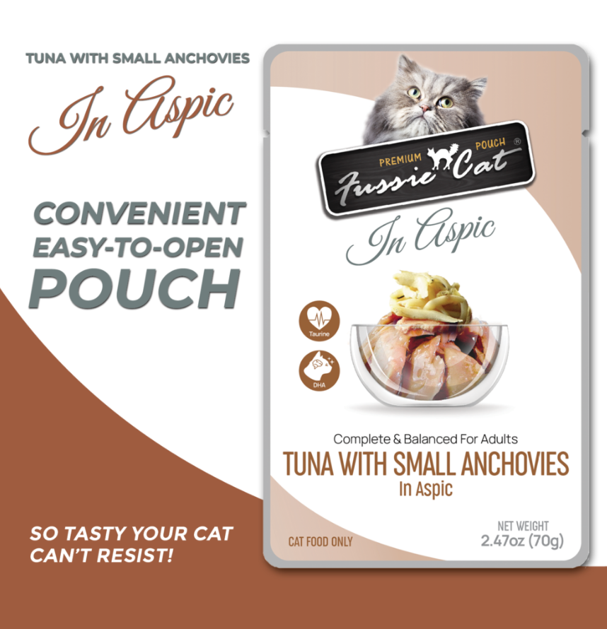 Fussie Cat Pouch - Tuna with Small Anchovies in Aspic (2.47oz) - Majestic Pet Kingdom