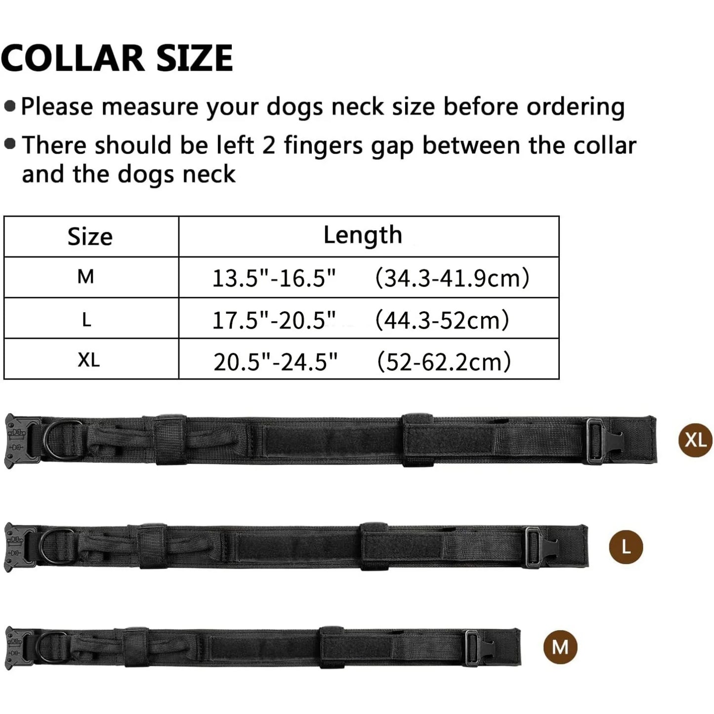 Tactical Dog Collar Adjustable Military Nylon Dog Collar with Control Handle Heavy Duty Metal Buckle for Medium Large Dogs - brown | Purrfect Pet Kingdom