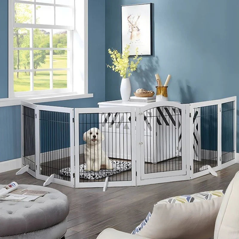 Wooden Pet Fence Dog Fence Freely Combinable Pet Isolation Door Indoor Foldable Dog Cage for Small and Medium Dogs Pet Supplies - Majestic Pet Kingdom
