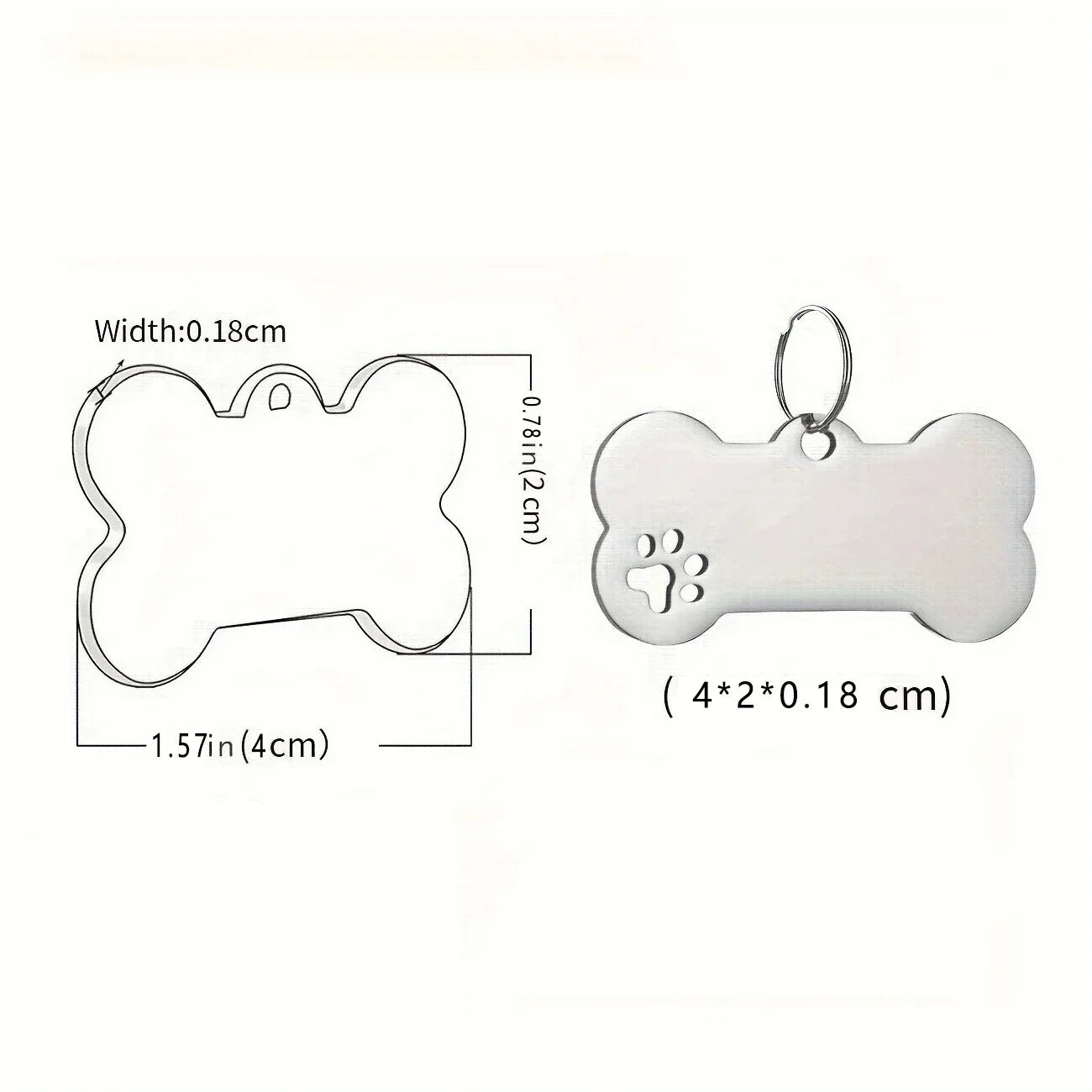 Dog ID Tag Personalized Custom Engraved Bone Metal Charm Pendant - Detail Angle 6 | Majestic Pet Kingdom