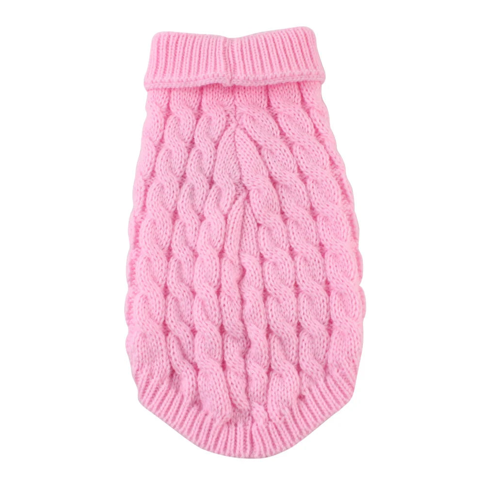 Dog Sweater Classic Solid Cable Knit Warm Winter Pullover Top - Detail Angle 3 | Majestic Pet Kingdom