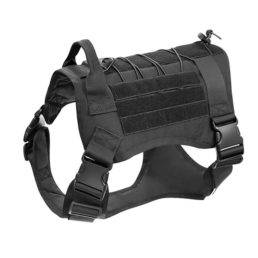 Tactical Dog Collar Adjustable Dog Harness for Medium & Large Breeds Vest Pet with Anti-Pull Design Portable Pet Harness for Dog - black | Purrfect Pet Kingdom
