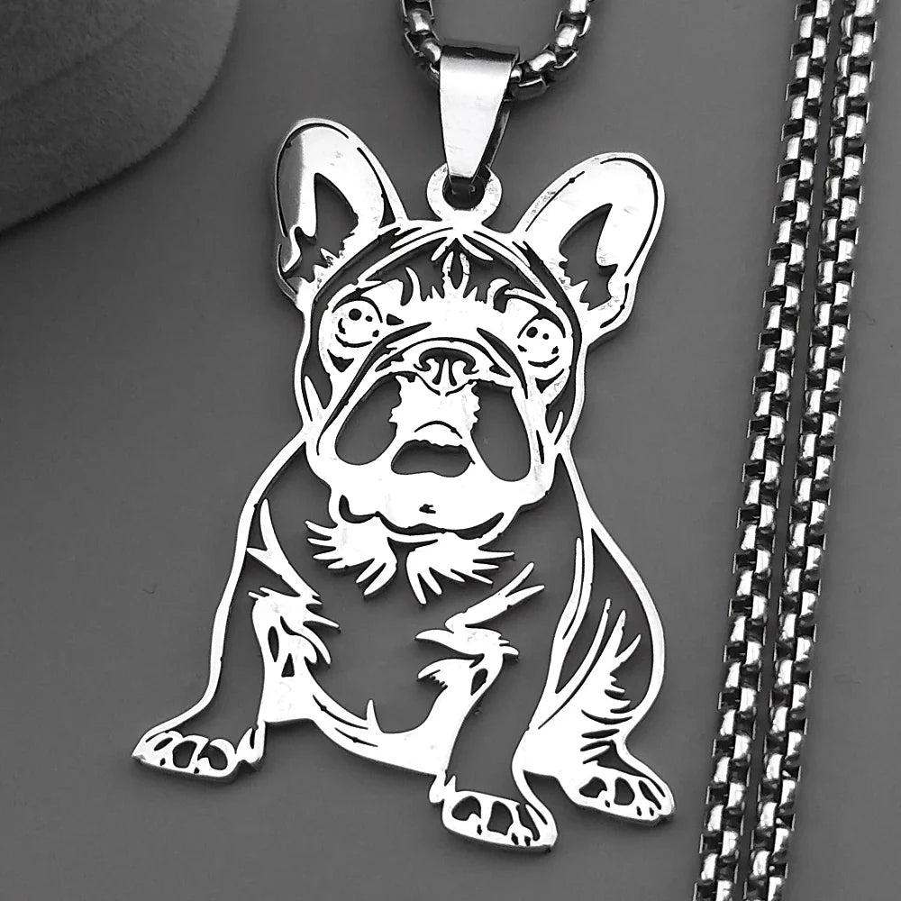 French Bulldog Pendant Necklace | Stainless Steel Dog Jewelry for Women Men