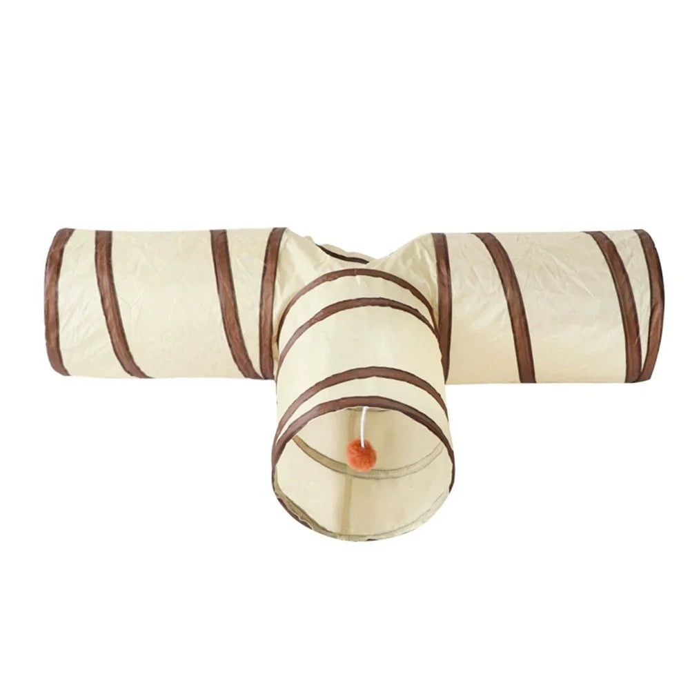 1PC Cat Tunnel, Collapsible Tube with 1 Play Ball Toys, 3 Ways Tunnels for Indoor Cats - Majestic Pet Kingdom