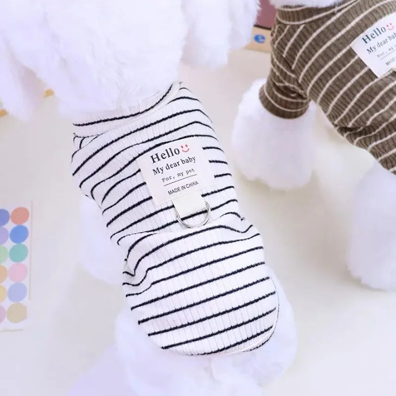 Summer Clothes for Dog and Cat, Striped T-Shirt, Cute Clothes for Puppy, Chihuahua, Bichon, French Bulldog, Girl - Majestic Pet Kingdom