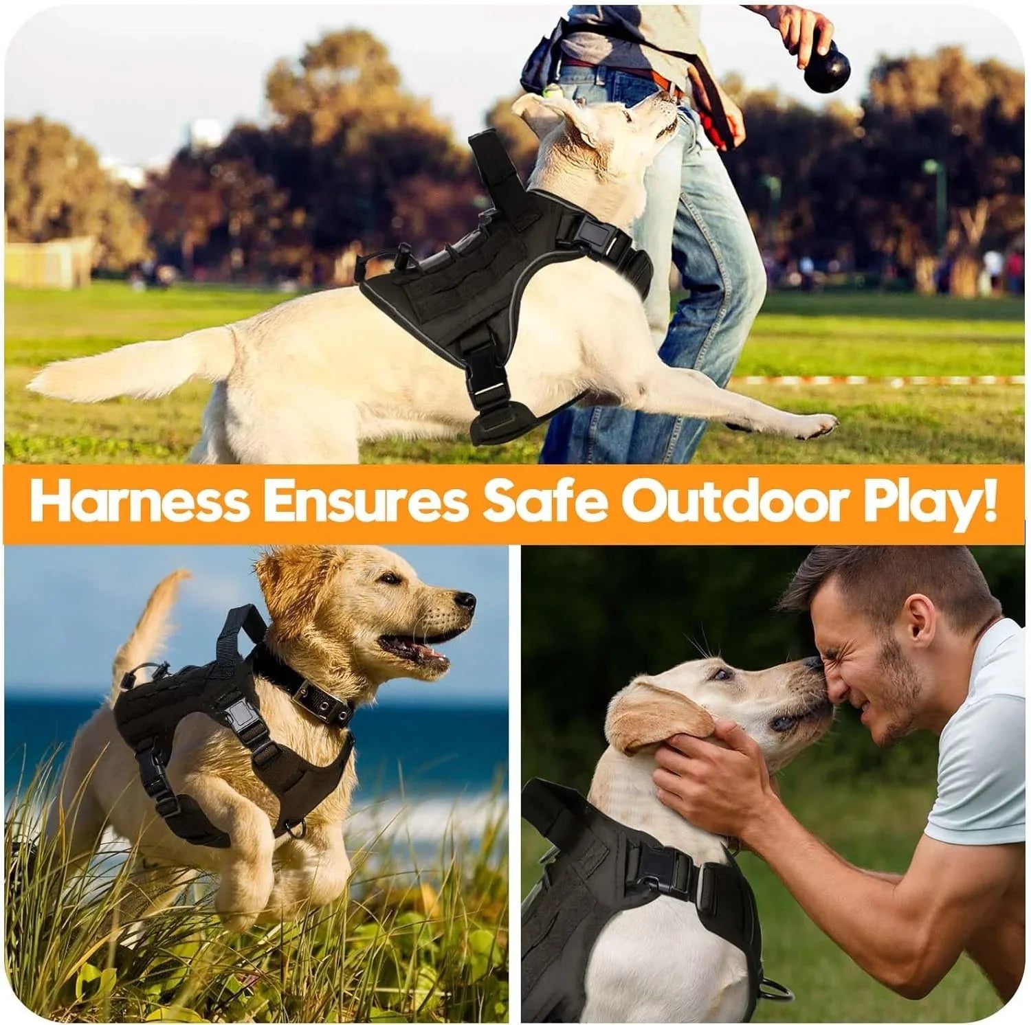 Tactical Dog Collar Adjustable Dog Harness for Medium & Large Breeds Vest Pet with Anti-Pull Design Portable Pet Harness for Dog - Dark Khaki | Purrfect Pet Kingdom
