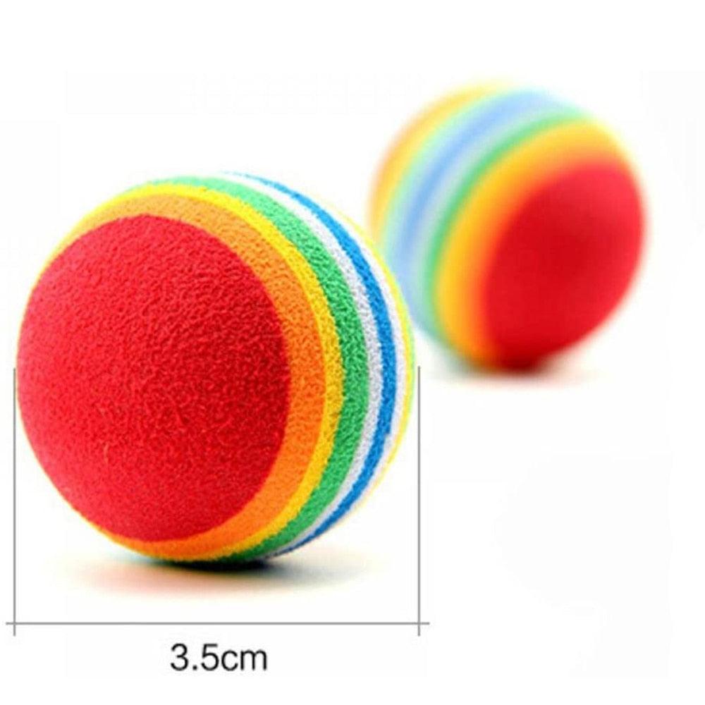 Cat Toy Balls 10-Pack Rainbow Foam Quiet Chase Activity Toys