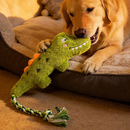 Dog Plush Toy Crocodile Knotted Rope Tough Teeth Chew Animal