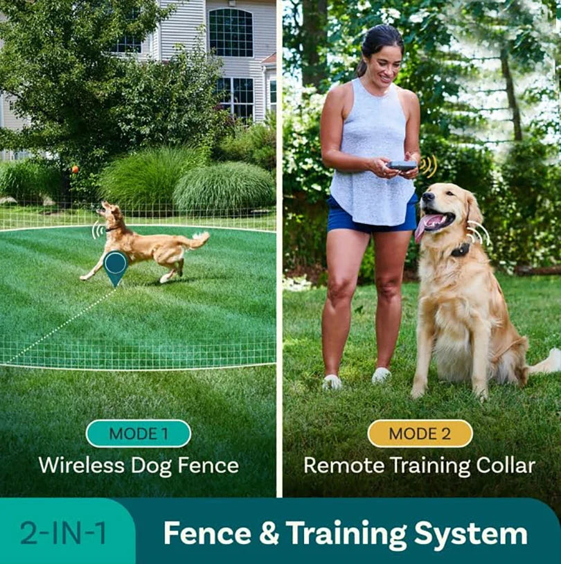 Wireless Dog Fence 2 in 1 Remote Trainer Beep Shock Collar