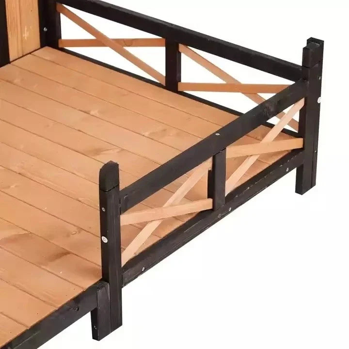 Outdoor Cute Animal Pet Dogs Kennel Crate Houses Large Wooden Dog Cage House - Majestic Pet Kingdom