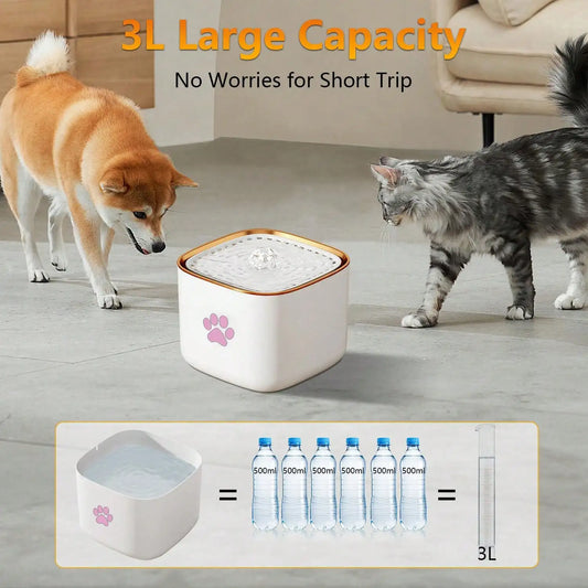 3L/101.45oz pet water fountain, suitable for cats and dogs, with automatic fountain and filter, quiet water circulation system, - Majestic Pet Kingdom