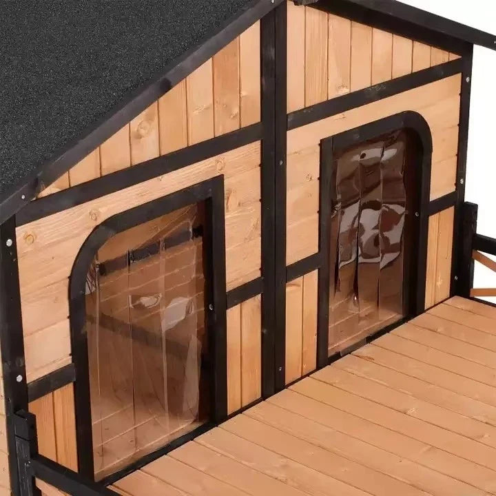 Outdoor Cute Animal Pet Dogs Kennel Crate Houses Large Wooden Dog Cage House - Majestic Pet Kingdom