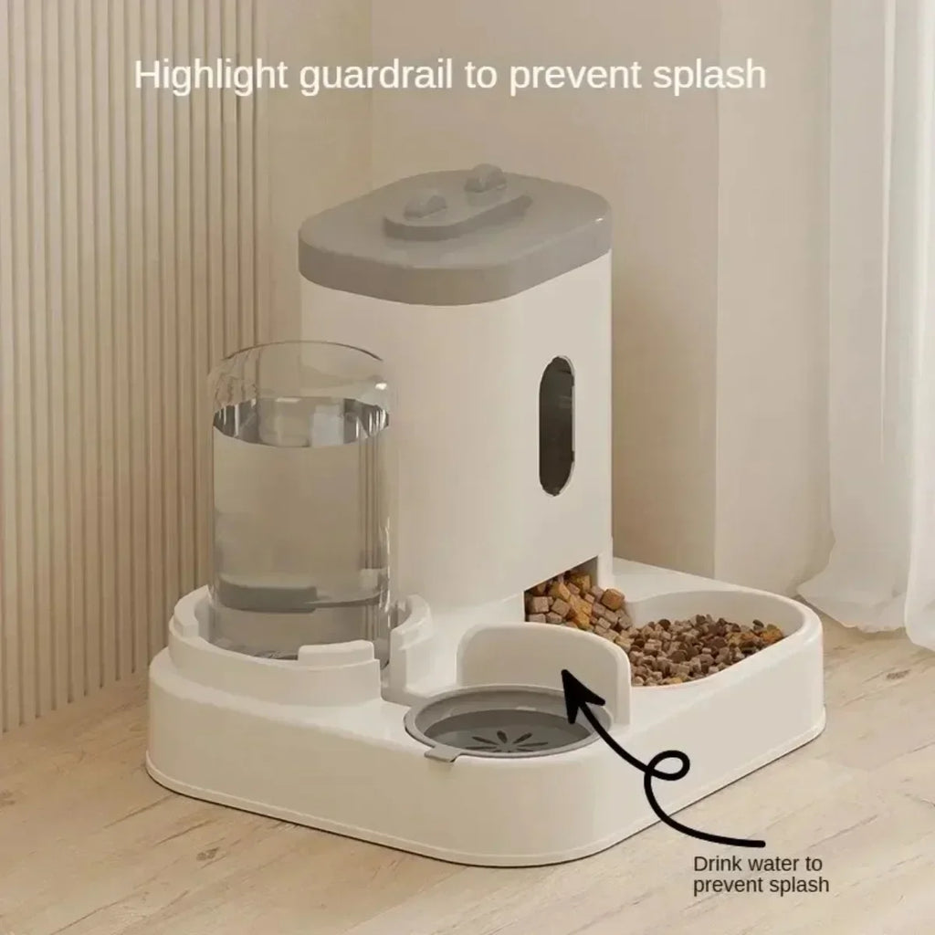 Automatic Pet Feeder Dog Cat Food Bowl Water Fountain Storage