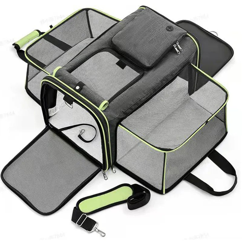 Cat Bag Foldable Large Capacity Cat Outdoor Car Expansion Portable Pet Handbag Breathable Diagonal Cross Bag for Cats and Dogs - Majestic Pet Kingdom