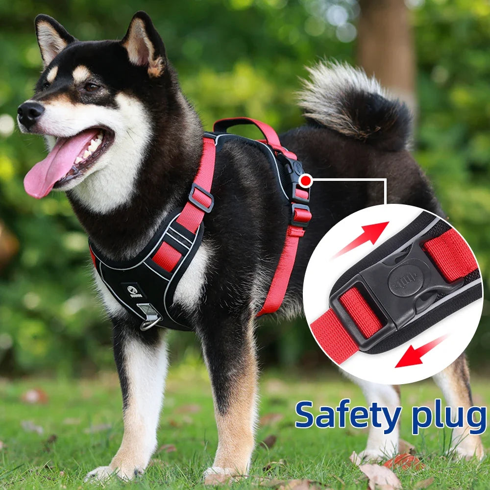 Tactical No-Pull Dog Harness Reflective Heavy Duty Oxford Cloth Waterproof Medium Large Breed Outdoor Walking Pet Vest Harness - purple | Purrfect Pet Kingdom