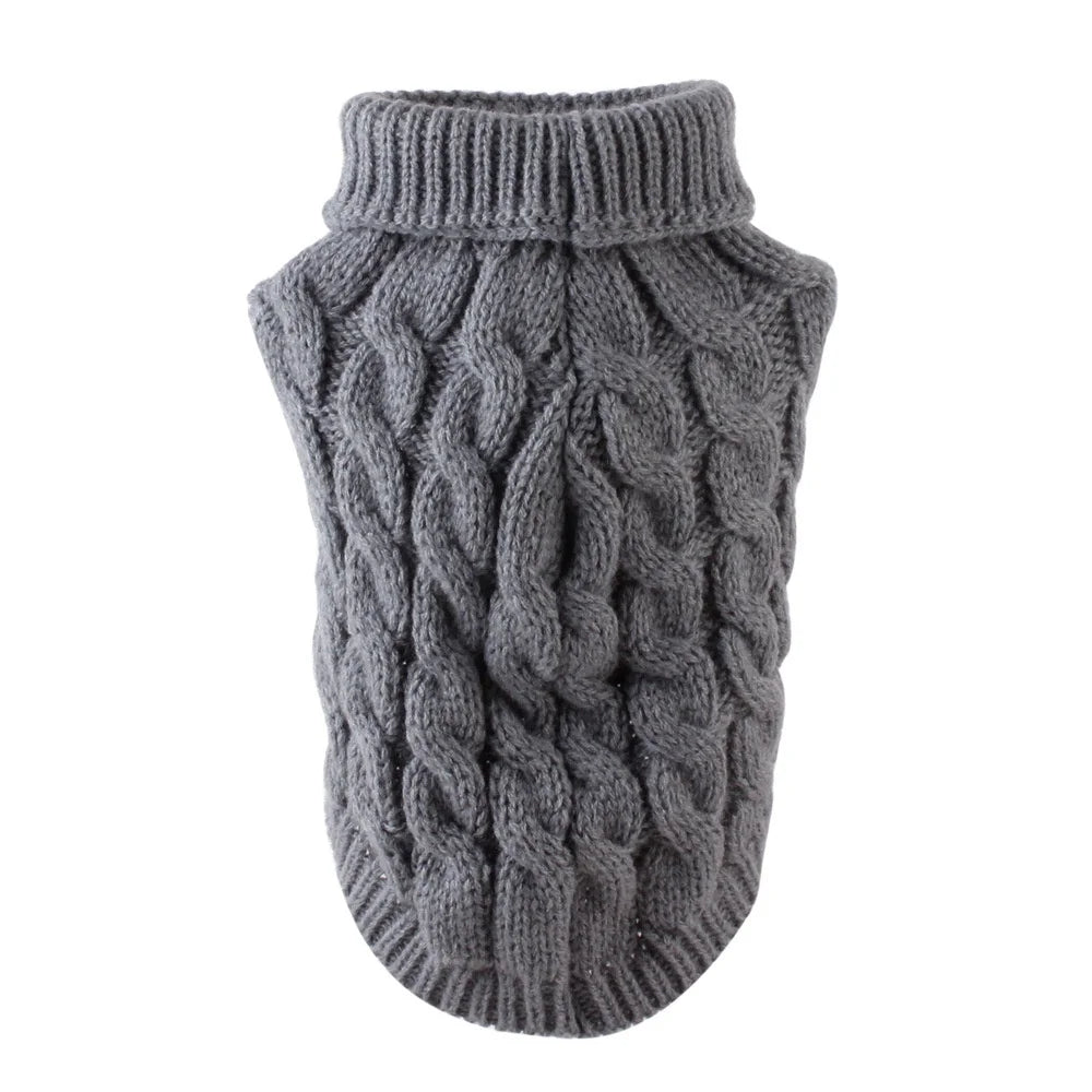 Classic Solid Knit Dog Sweater | Warm Winter Pullover for Small Breeds